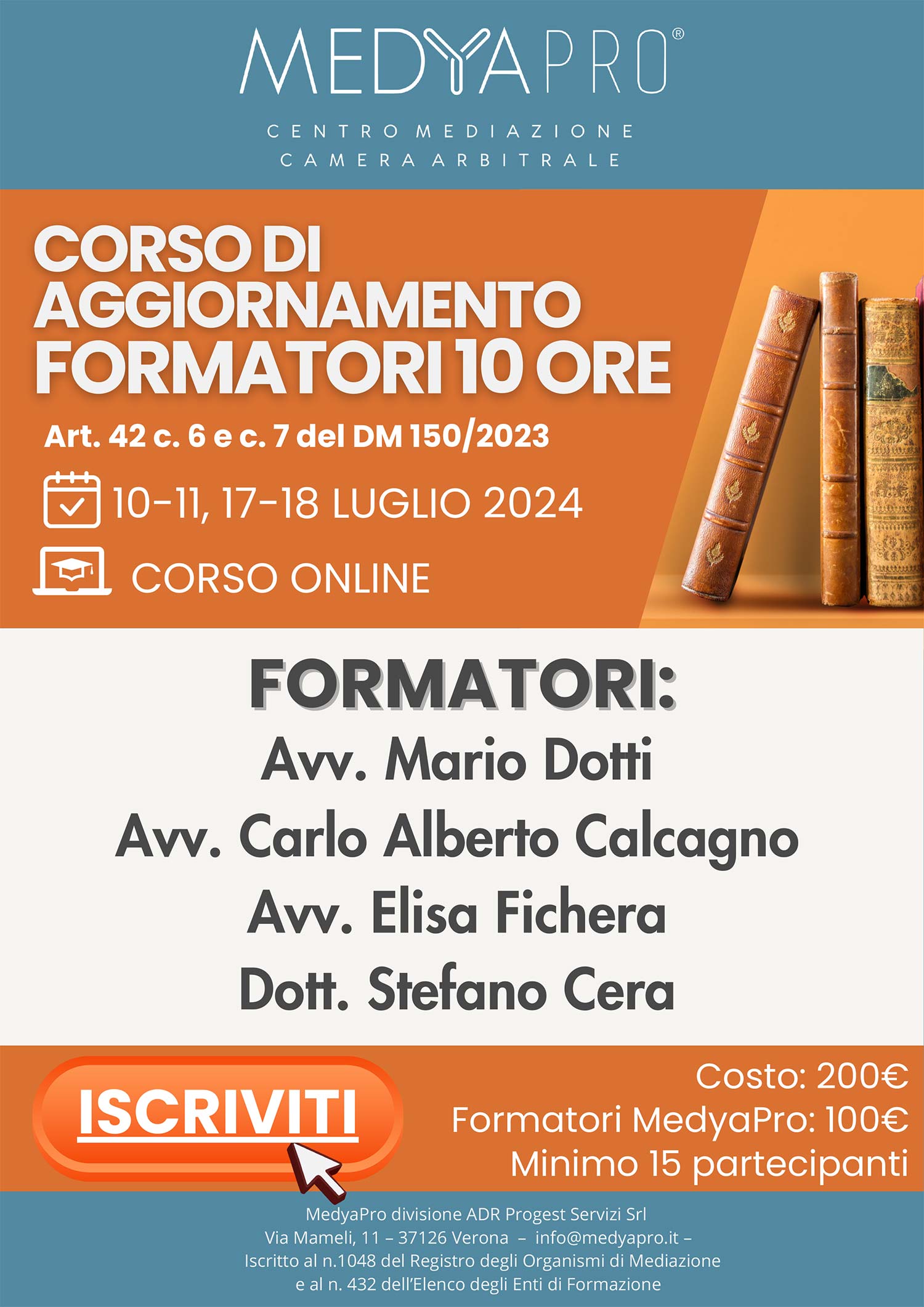 Corso di aggiornamento per formatori mediazione 2024 - elenco docenti