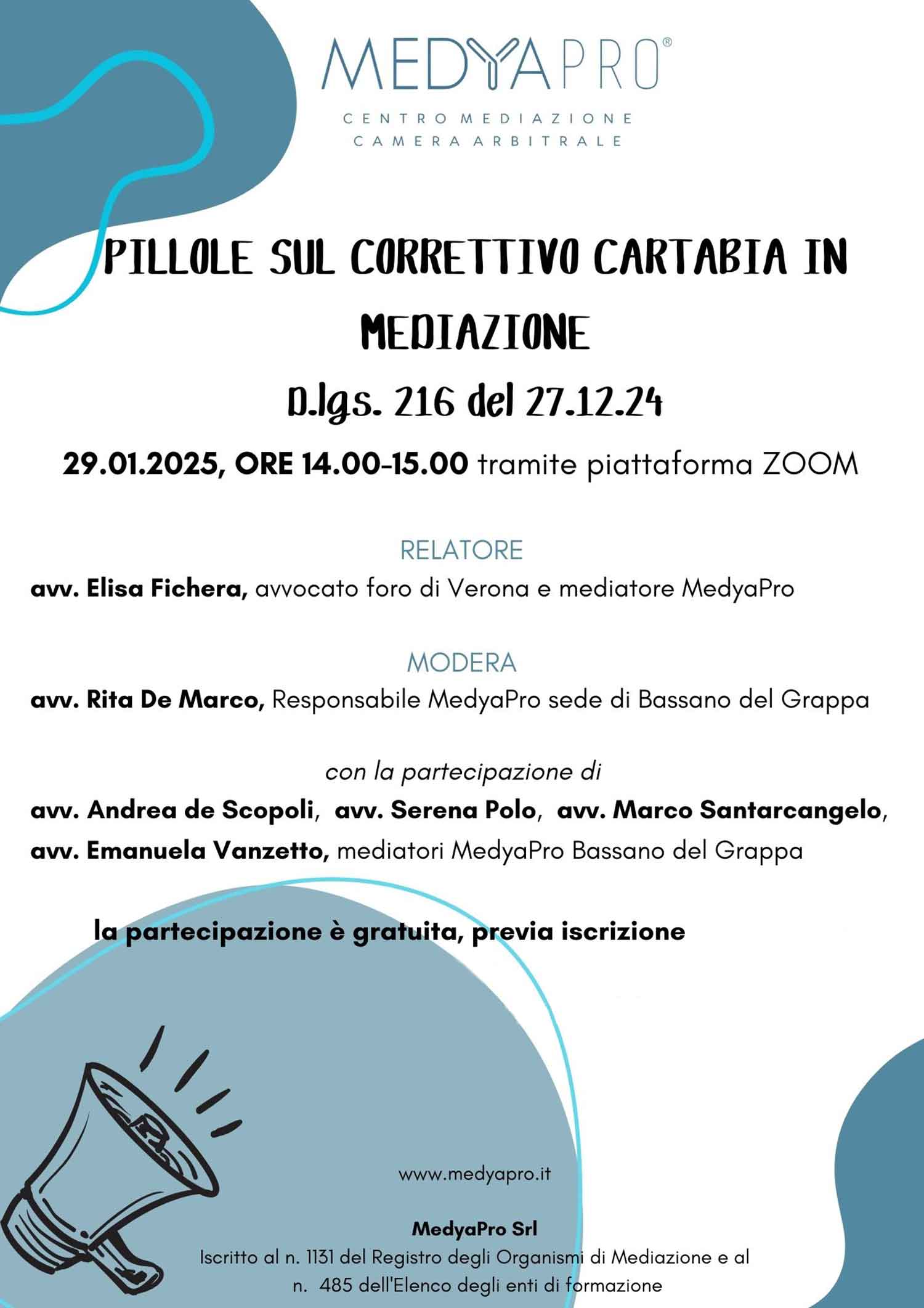 Incontro on line sul correttivo Cartabia in mediazione 2025